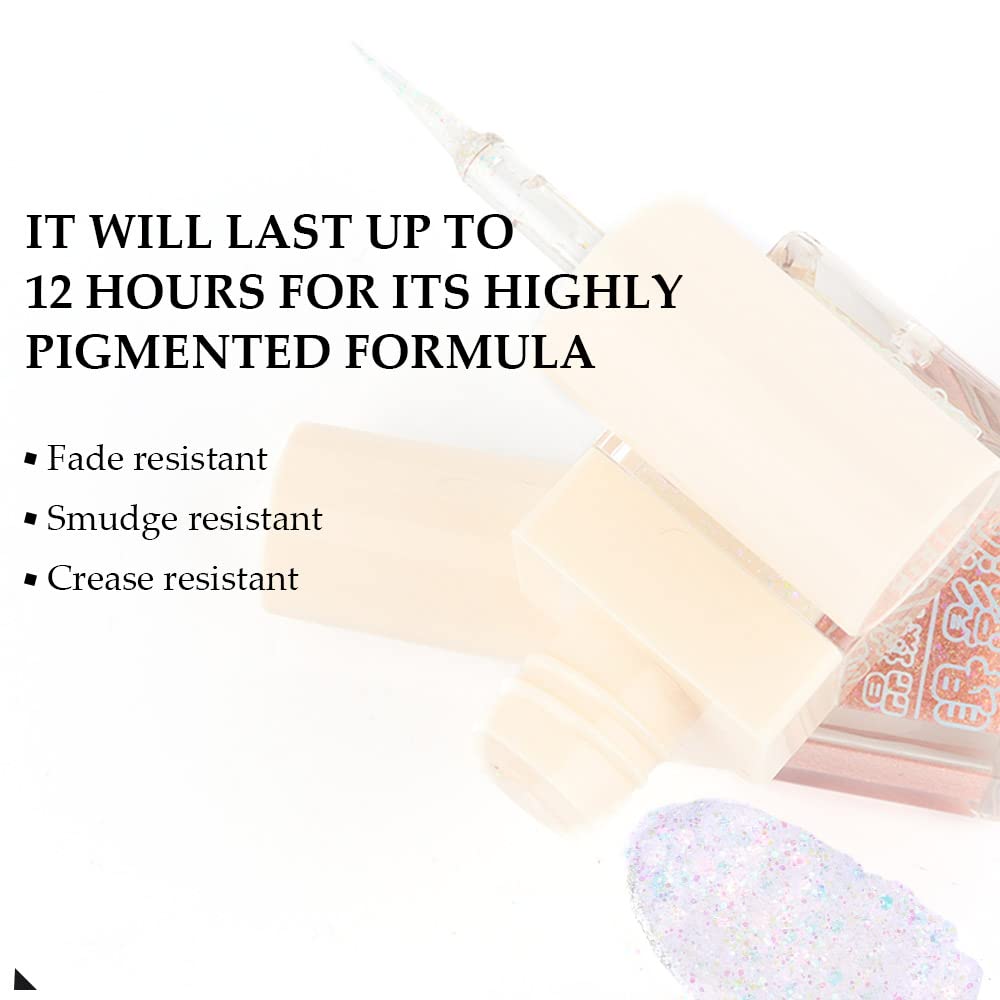 Waterproof Liquid Glitter Eyeshadow Eyeliner Makeup.Fairy Eye Shadow Iridescent Pearl Peach Gold Eyeshadow Liquid Sparkly Eye Li