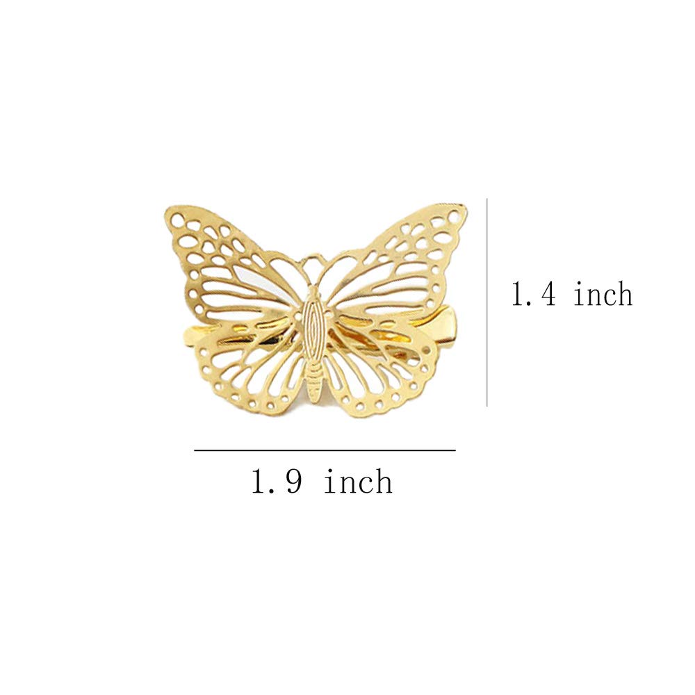 OBTANIM Butterfly Hair Clips, 12 Pcs Cute Metal Butterfly Hair Claw Pins Barrettes Accessories for Girls and Women (Gold)