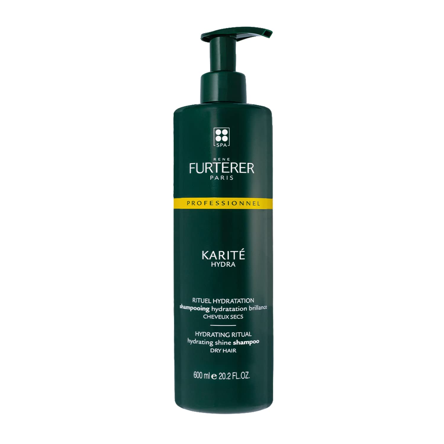 Rene Furterer Karite Hydra Hydrating Shine Shampoo, Dry Hair, Moisturizing, Shea Oil, Pump, 20.2 Oz.