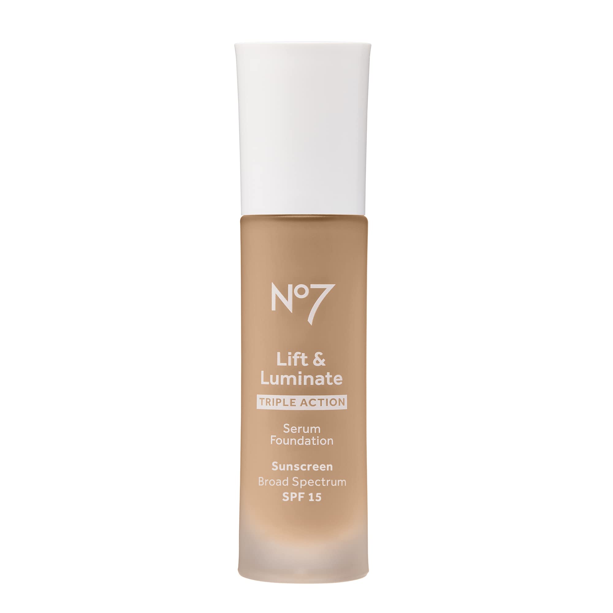 No7 Lift & Luminate Triple Action Serum Foundation - Honey - Medium-Buildable Coverage Foundation with Light Reflecting Particle