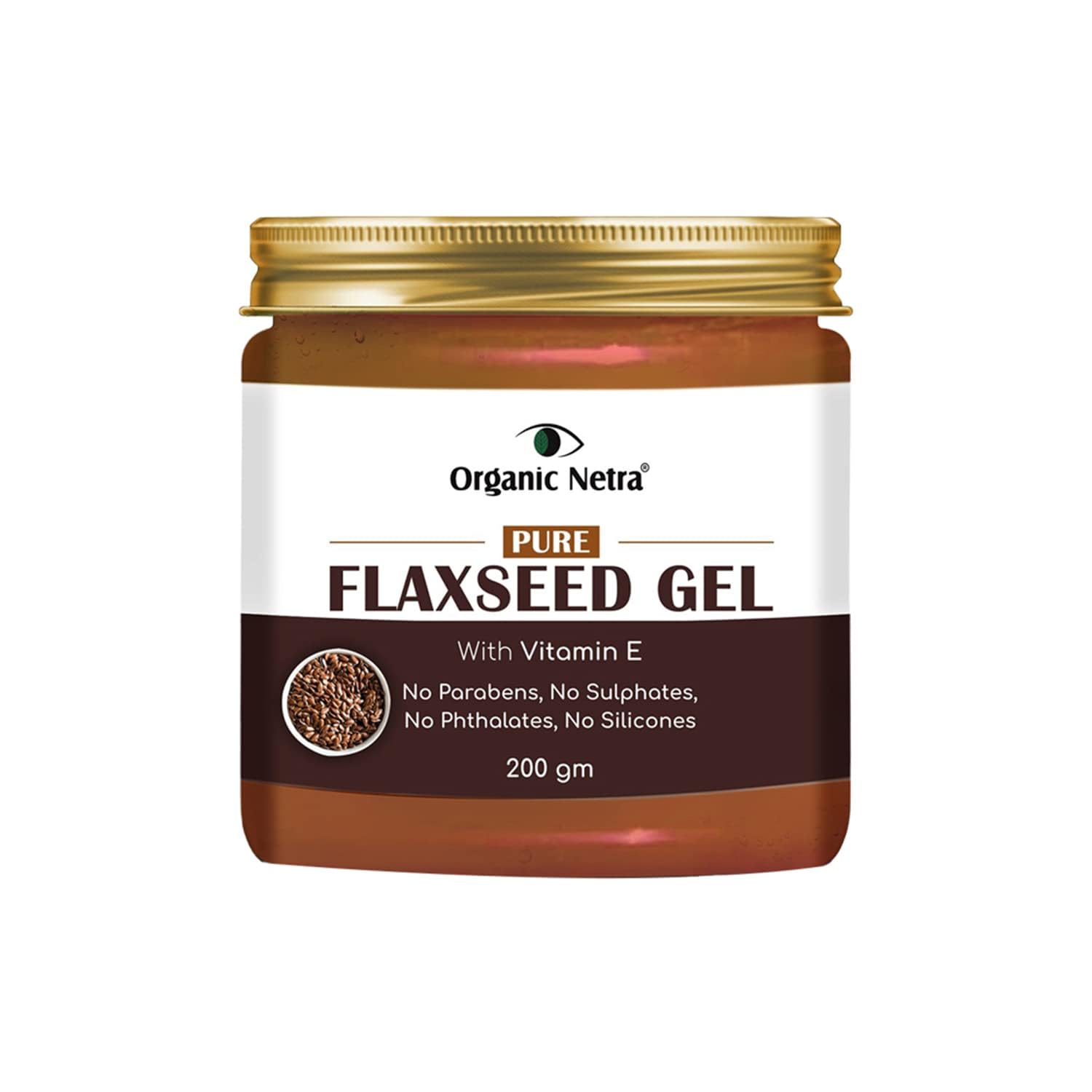 Organic Netra Pure Flaxseed Gel With Vitamin E For Hair & Skin, Strengthens & Nourishes Hair & Skin Health, Safe & Mild for All 