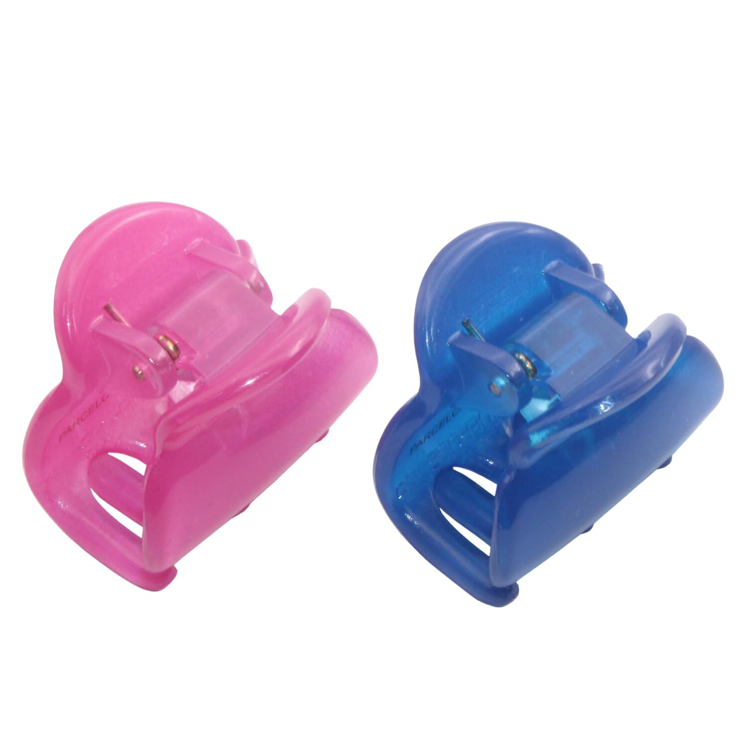 Parcelona French Chic Duo Small 1 1/4 Celluloid Set of 2 Hair Claw Clips for Thin Hair Women and Girls (Pink and Blue)