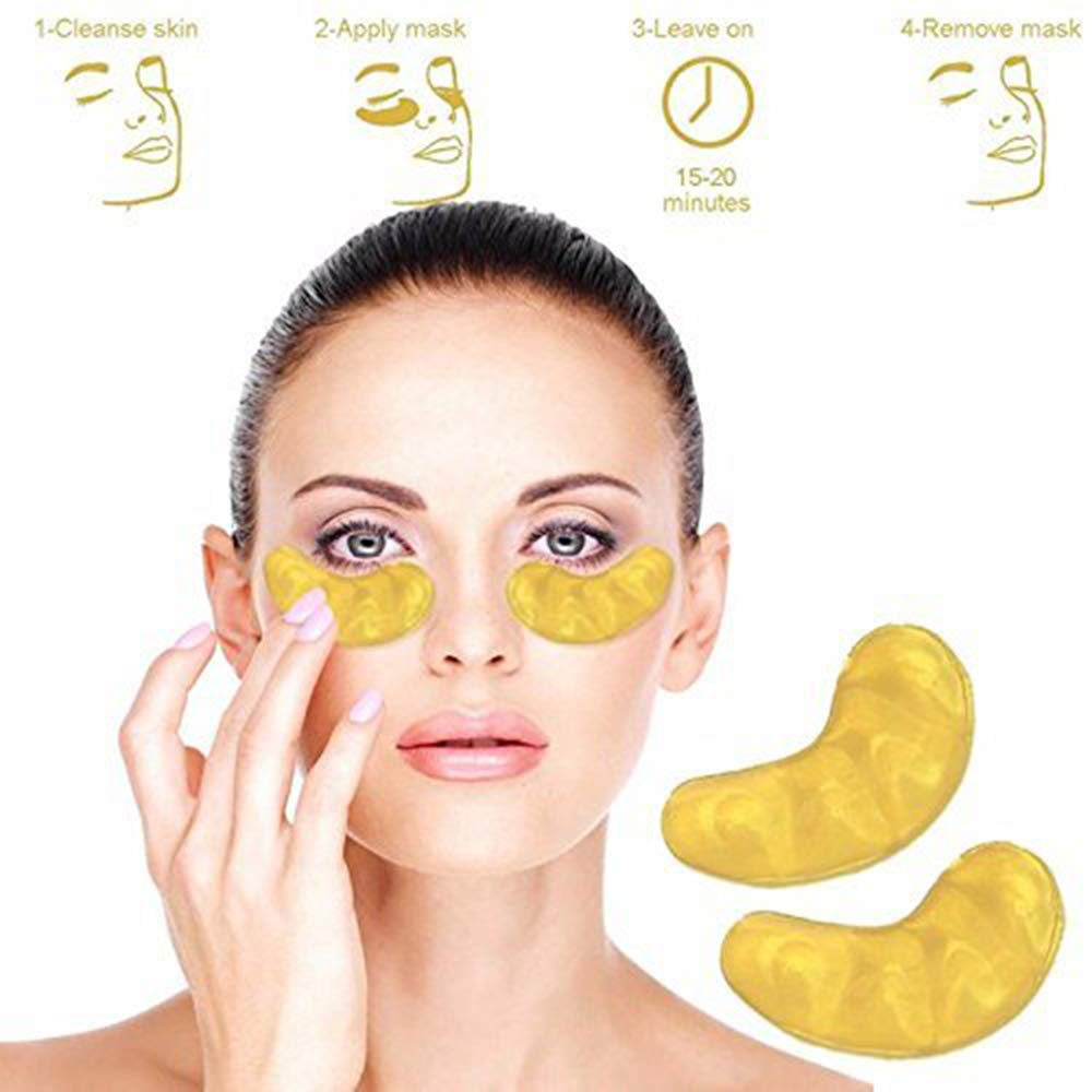 AICHUN BEAUTY 100 Pairs Crystal 24K Gold Powder Gel Collagen Eyes Masks Sheet Patch Anti Ageing Remove Bags Dark Circles & Puffi