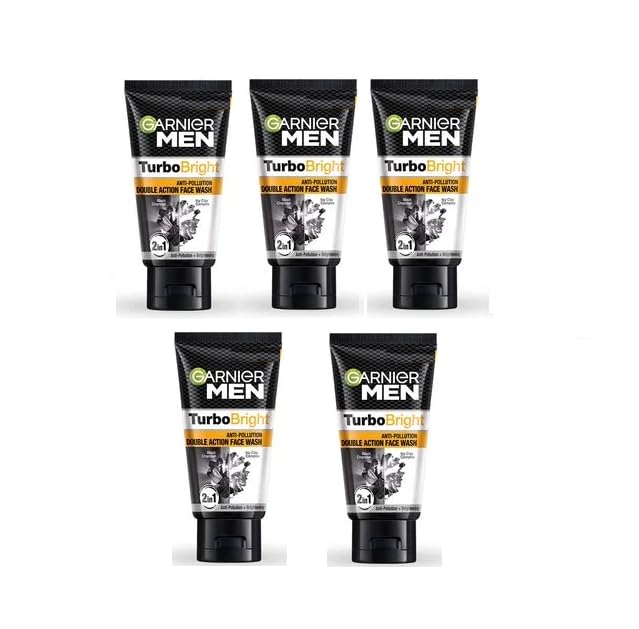 Garnier Double Action Turbo Bright Anti Pollution Face Wash 25Gm (Pack Of5)