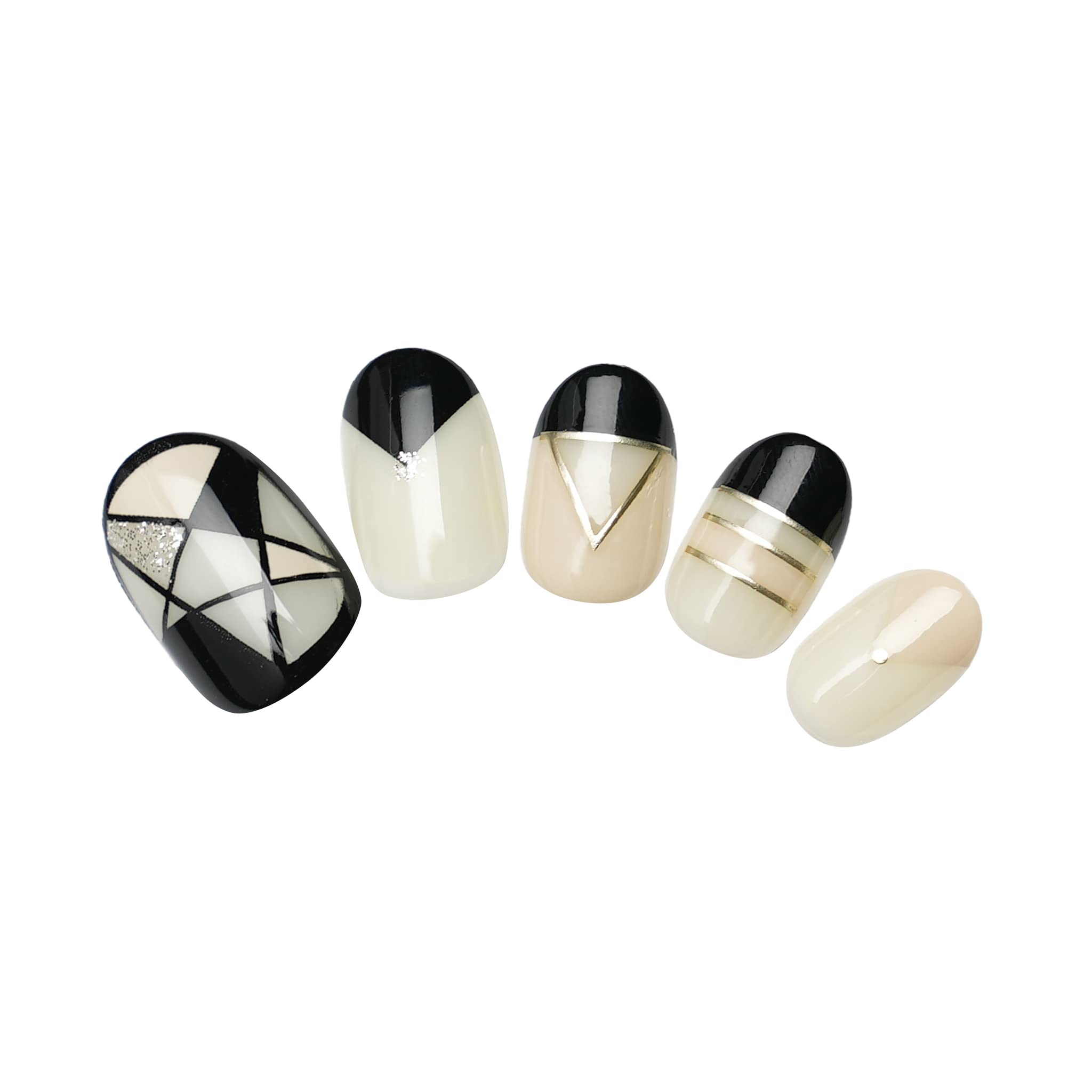 Kiss New York Press and Go False Nails Press On Nails Full Cover Nails Tips with Self Adhesive Tabs (Chic Black)
