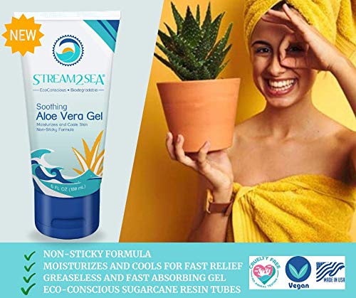 STREAM 2 SEA Soothing Aloe Vera Gel, Reef Safe Paraben Free All Natural Underwater Sting and Sunburn Relief, After Sun Care for