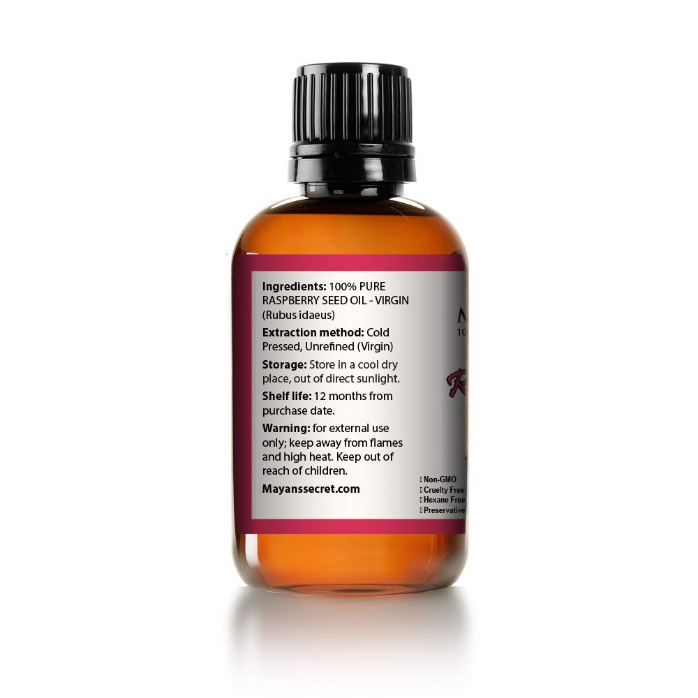 Mayan's Secret Red Raspberry Seed Oil Cold Pressed Unrefined (Virgin) Undiluted 100% Natural for face, hands,scars and breakouts
