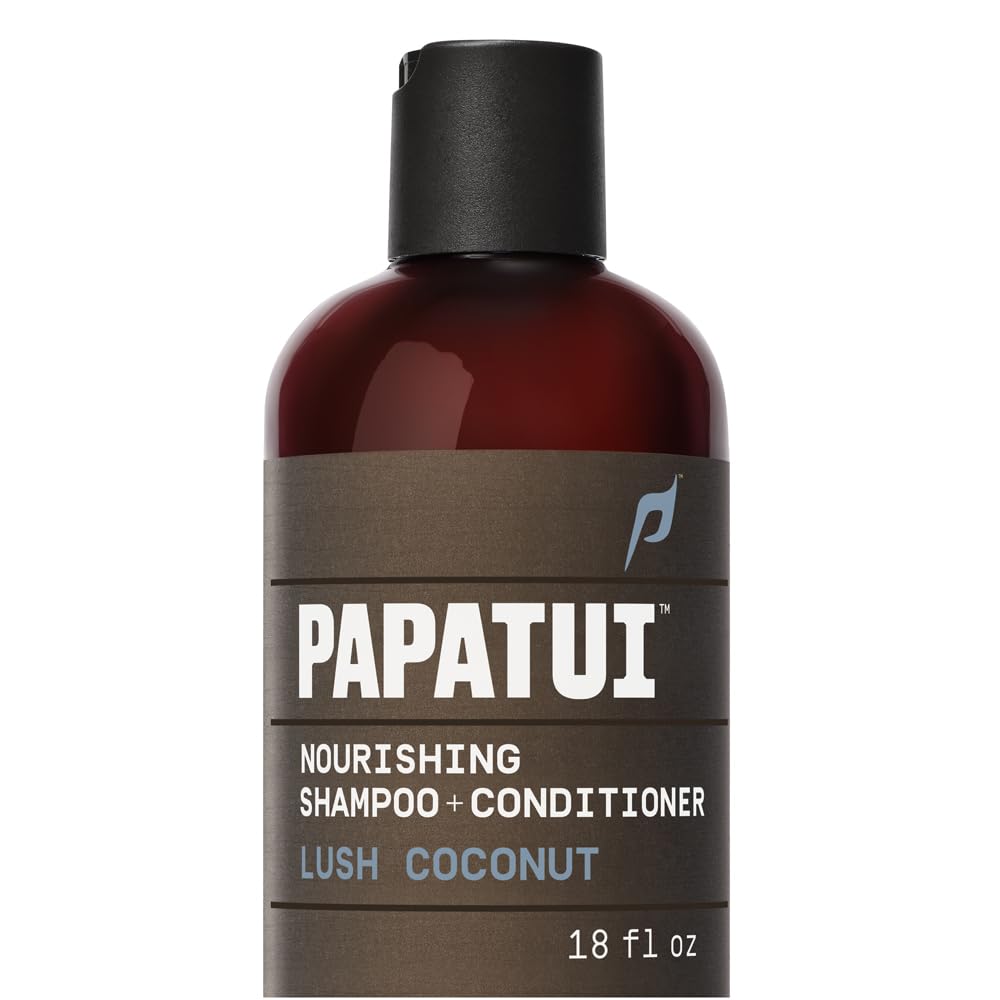 PAPATUI by Dwayne Johnson Nourishing Shampoo + Conditioner 2in1 for Men | Clean Hair & Scalp | Sulfate-Free | Lush Coconut | 18 