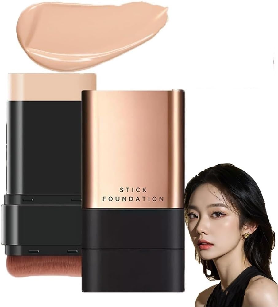 Luteti Korea Flawless Eraser Foundation Stick, Double Head Foundation MakeUp Stick, Hydrating Lightweight With Brush
