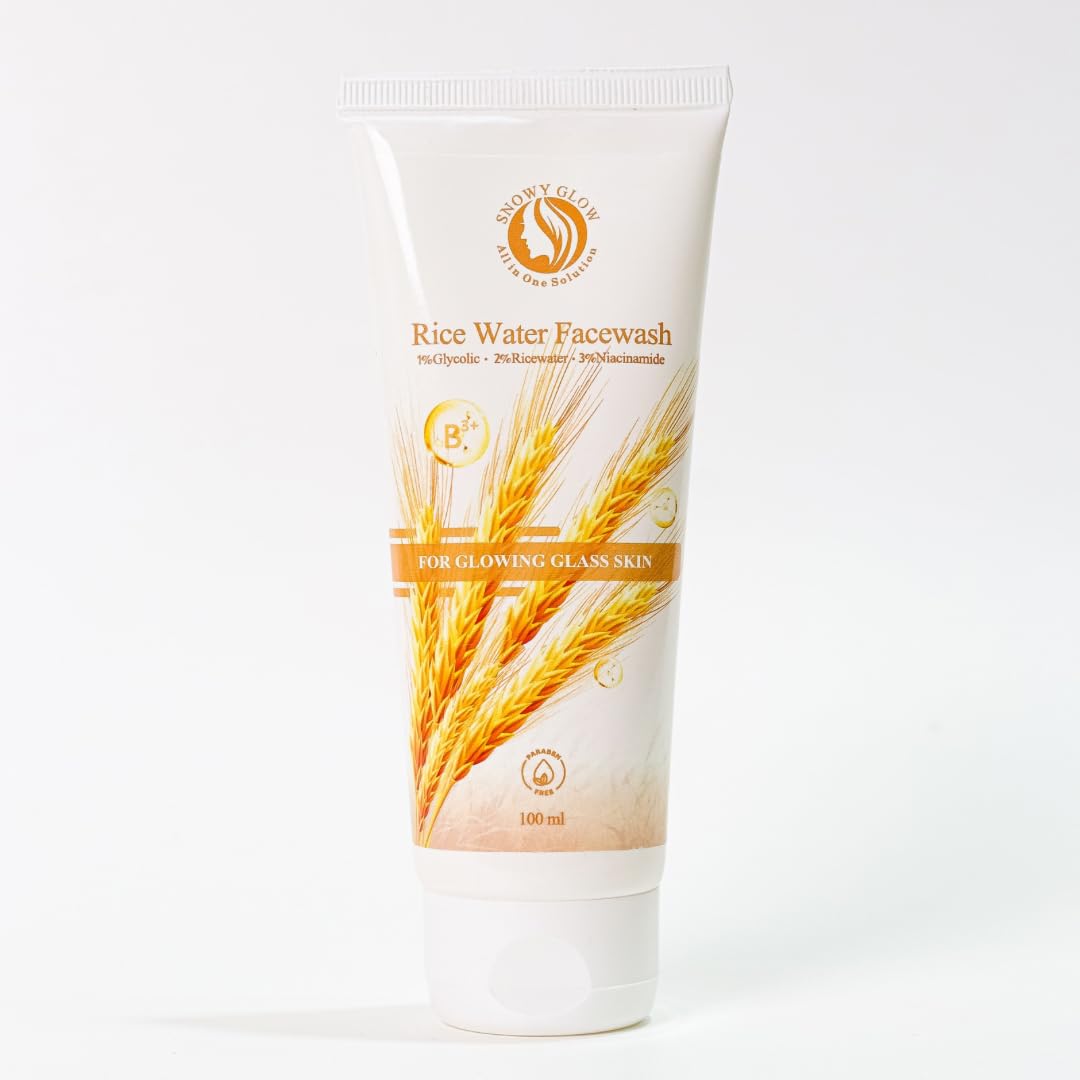 Snowy Glow Rice Water Face Wash For Glowing Skin, Even Skin Tone | With Rice Water & Niacinamide For Glass Skin | Glowing & Brig