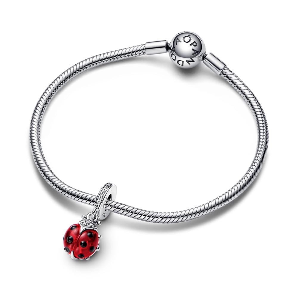 Pandora Red Ladybug Dangle Charm - Compatible Moments Bracelets - Jewelry for Women - Gift for Women in Your Life - Made with St
