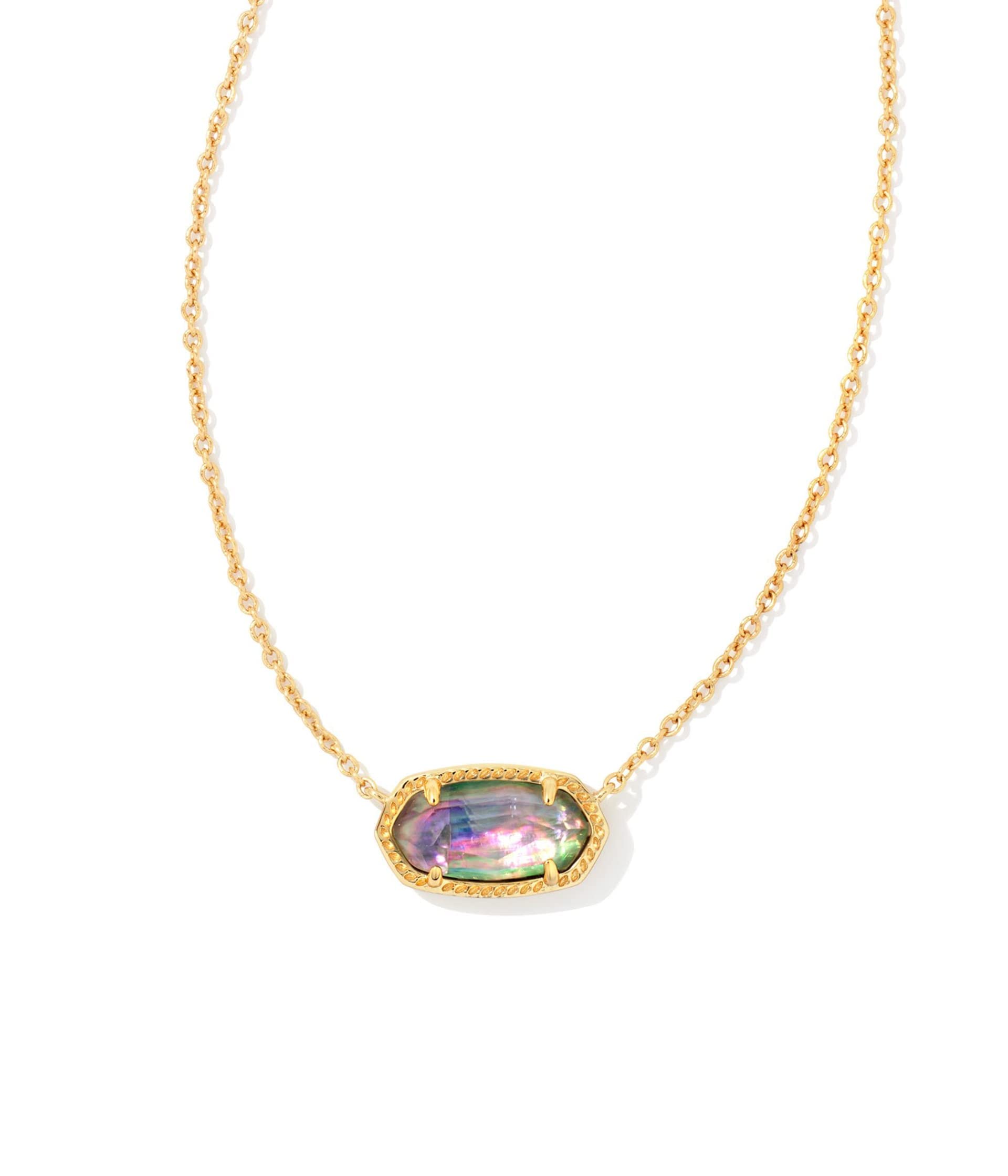 Kendra Scott Elisa Birthstone Necklace - Necklace for Women - Lobster-claw Closure - Rose Gold Plated Brass Gold Lilac Abalone O