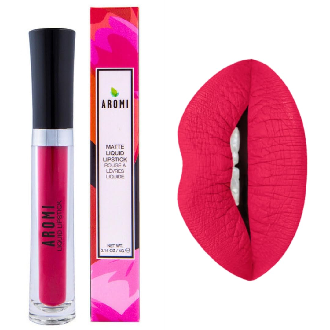 Aromi Matte Liquid Lipstick | Bright Magenta Red Lip Color, Long-Lasting, Transfer And Smudge Proof, Waterproof, Paraben, Phthal