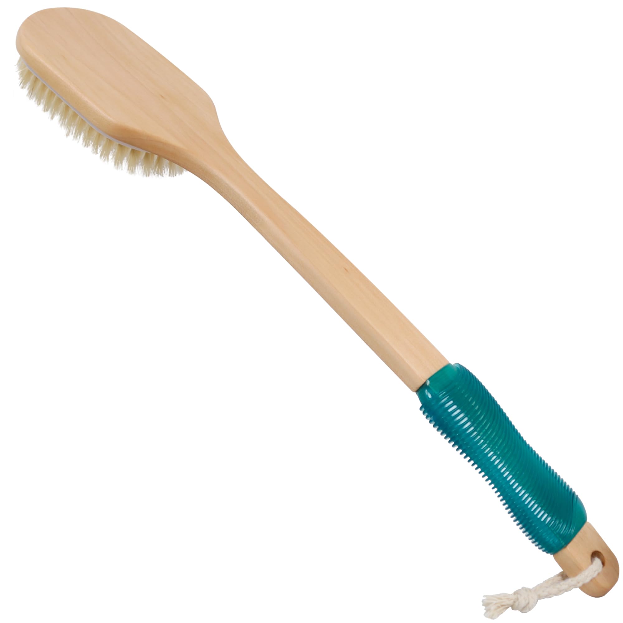 Owiizi Back Scrubber For Shower,Stiff Boar Bristles Wooden Curved Long Handle Antiskid Body Bath Brush For Back Use Wet Or Dry,D