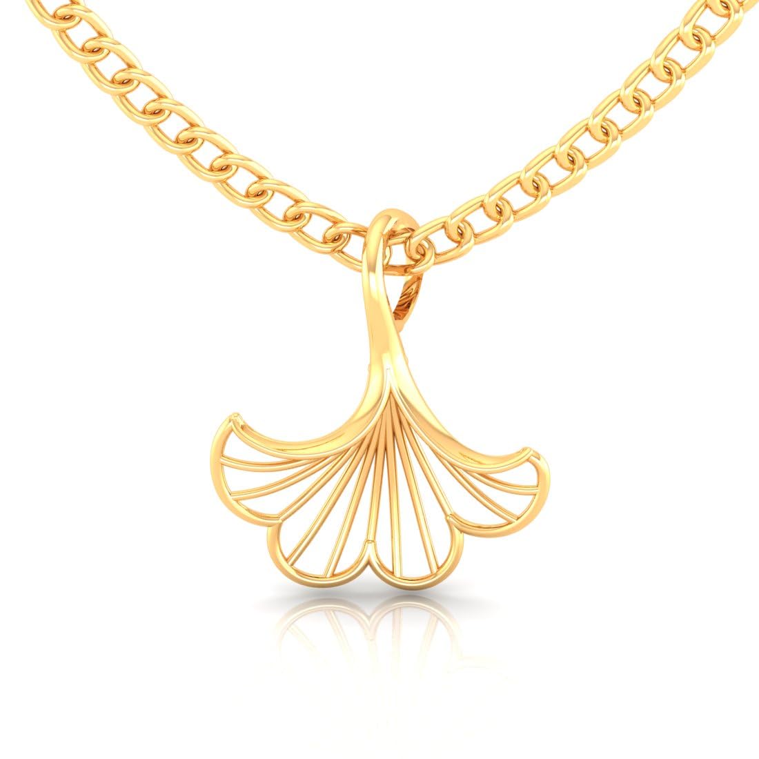 P.C. Chandra Jewellers 14K Gold Pendant (Without Chain) With Ginkgo Leaf Design For Women  0.15 Gram
