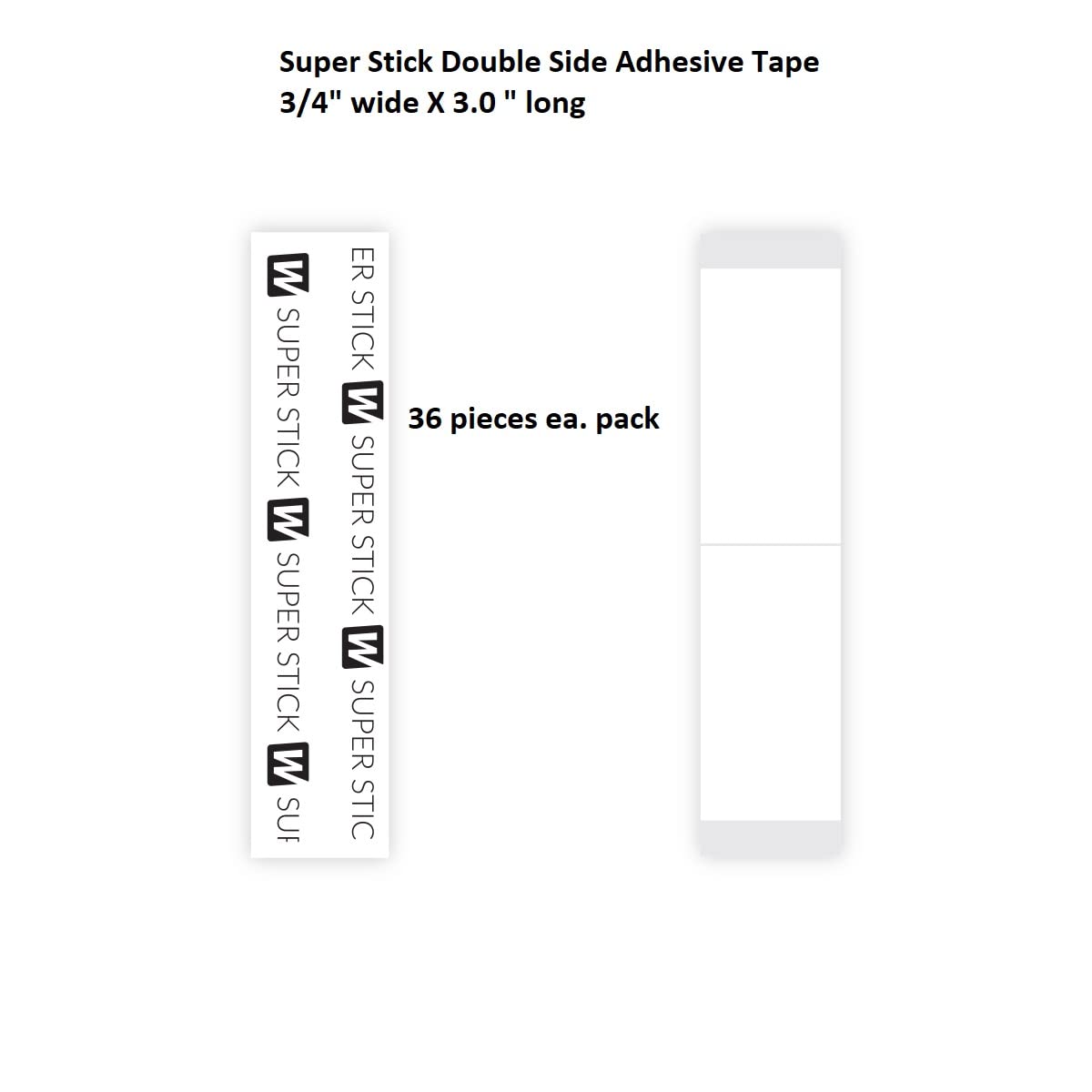 Walker Tape Co. Stick Tape Straight Strips By Walker, 36 Pcs (3/4 In X 3 In) Clear