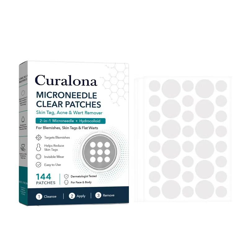 Curalona Microneedle Acne Patches, Hydrocolloid Microdart Pimple Patches