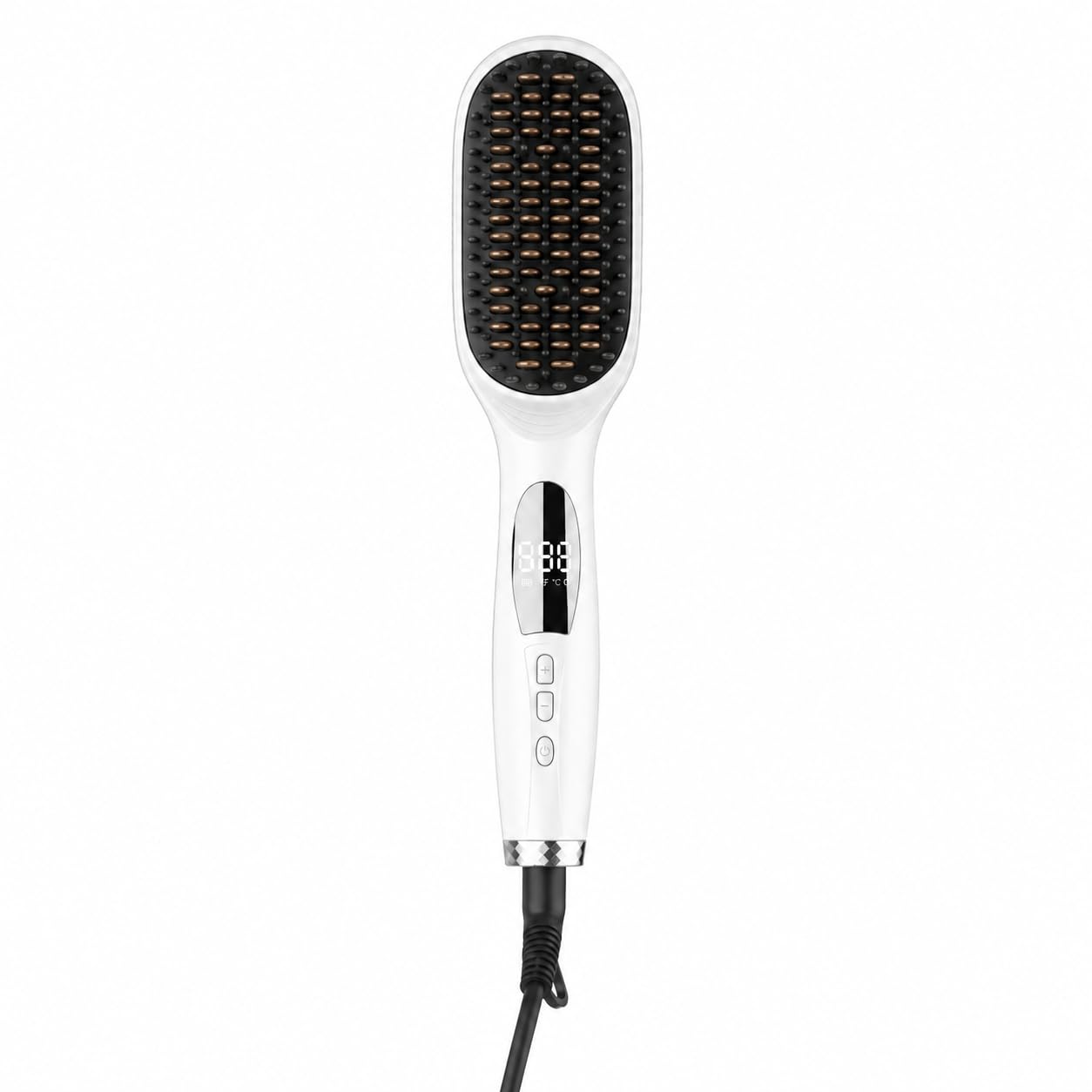 Dual Voltage Hair Straightener Brush, 10 Million Ionic Upgraded Ceramic(White)