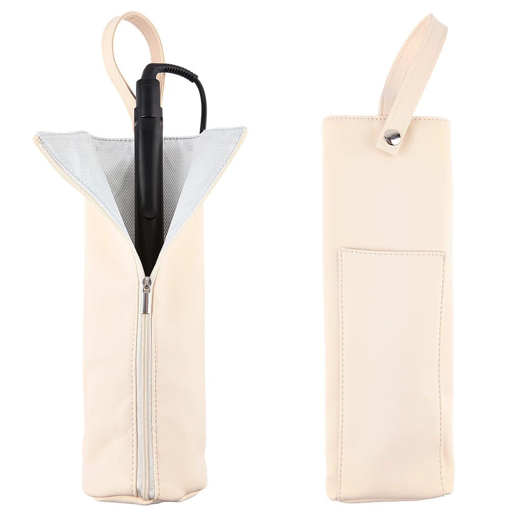CALFOVERA 11.4 x 4.7 Inch Curling Iron Hair Tools Storage Cover Portable Flat Irons Case Organizer PU Leather Heat Resistant Tra