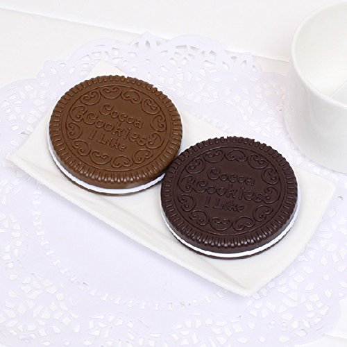Yueton Pack Of 2 Mini Pocket Chocolate Cookie Compact Mirror With Comb