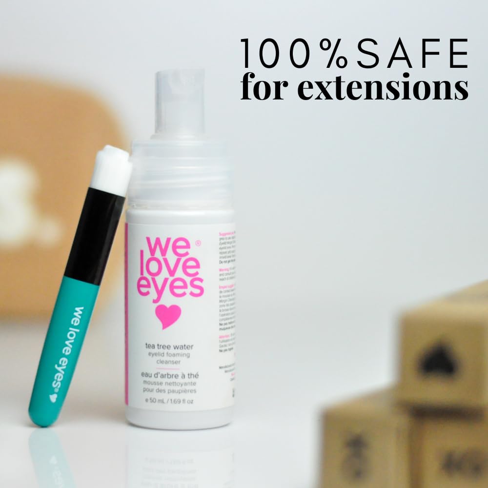 We Love Eyes - 100% Oil Free Tea Tree Water Eyelid Foaming Cleanser - For Eyelash Extension Home Care, Extend Lash Retention, No