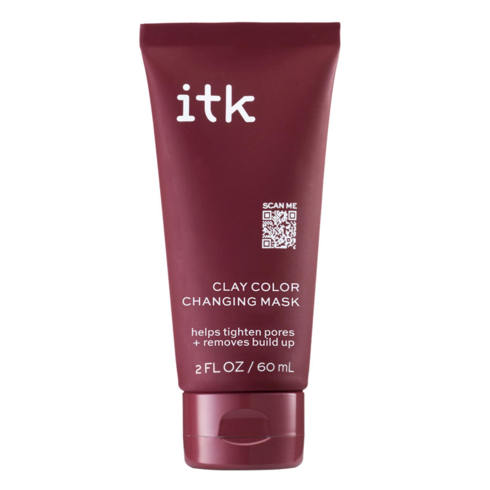 ITK Clay Color Changing Mask with Kaolin Clay - Deep Pore Cleanser + Pore Minimizer - Absorbs Excess Oils + Tightens Skin - Even