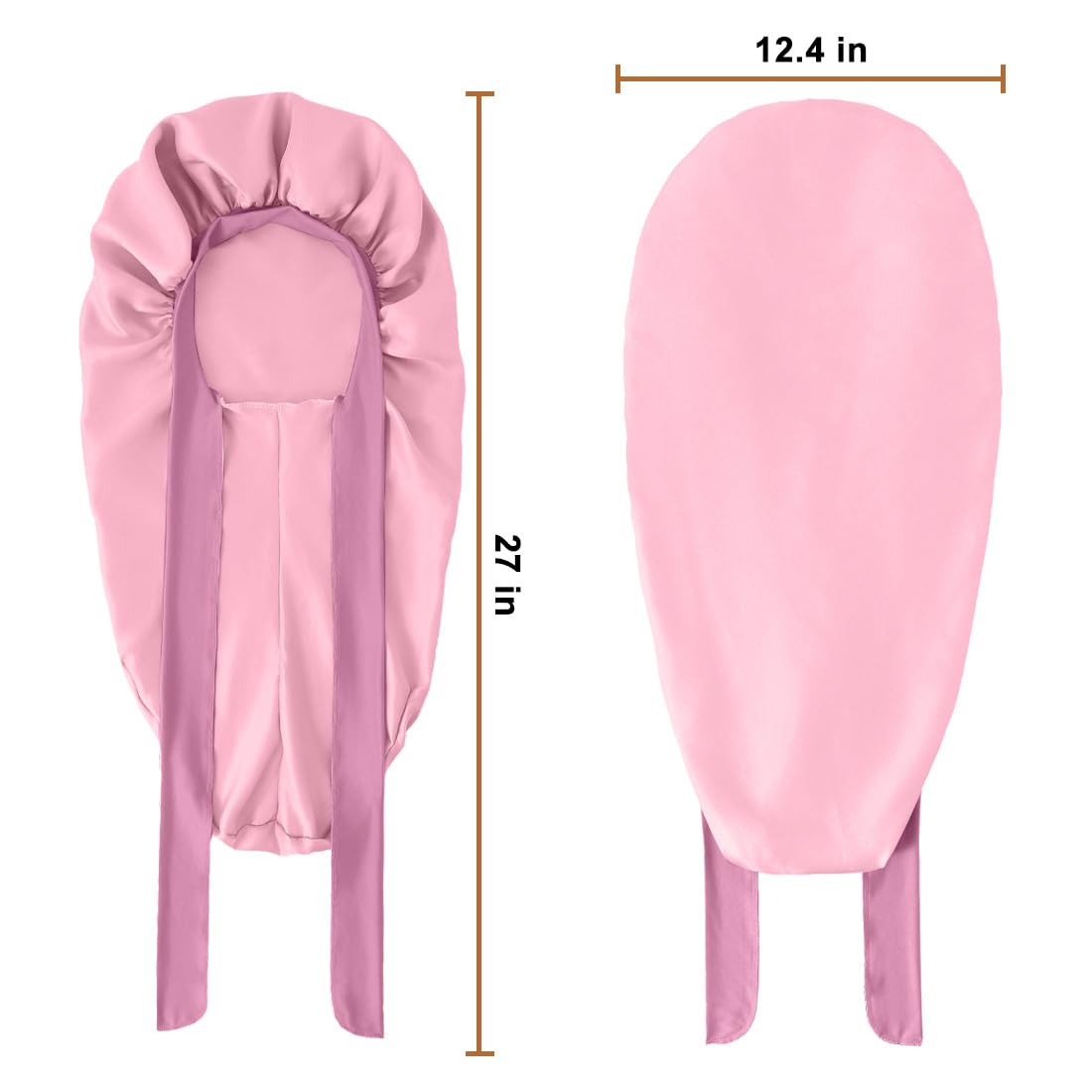 Long Bonnet For Sleeping, Satin Silk Bonnet With Tie Band, Jumbo Hair Bonnets For Women Long Braids Natural Curly Hair Showercap