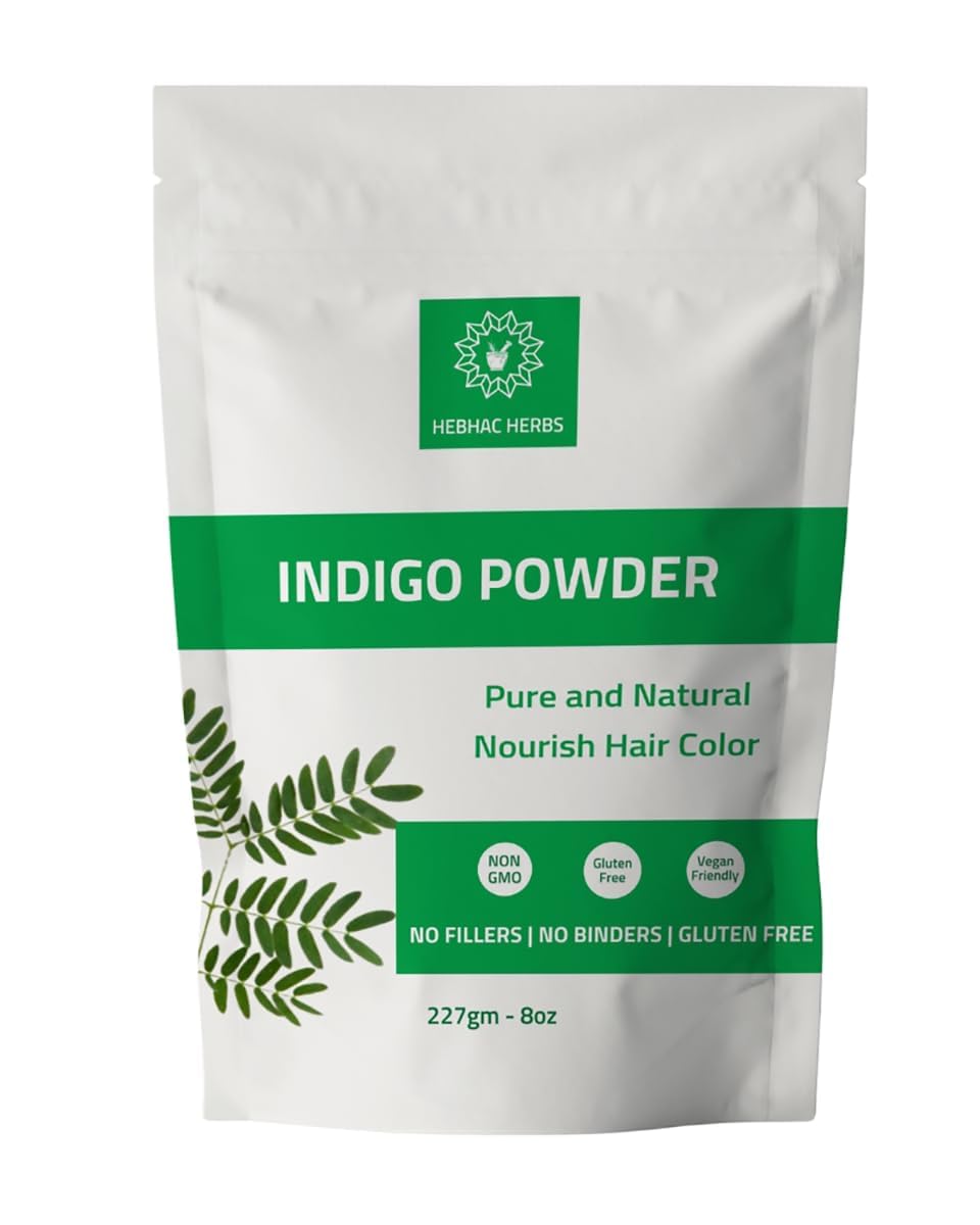 Indigo Powder For Hair Color/Beard Dye by Hebhac Herbs | Indigo Powder For Black and Dark Hair | Indigofera Tinctoria | Natural 