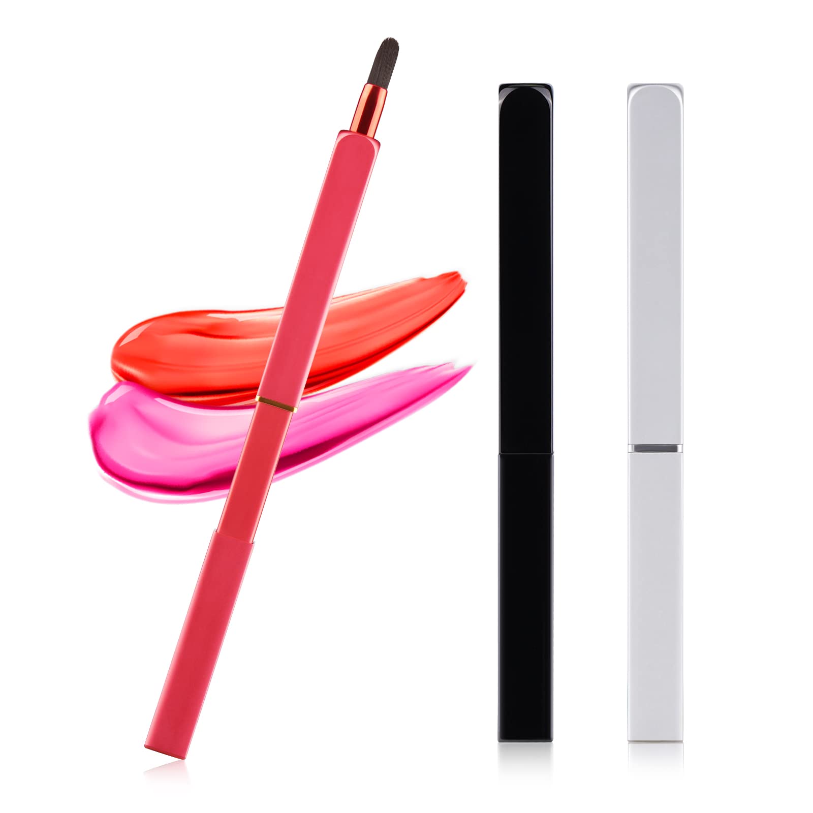 Lip Applicator Brush - 3 Pack Exquisite Professional Dustproof Retractable Lip Brush - Makeup Lipstick Lip Gloss Applicators (Bl