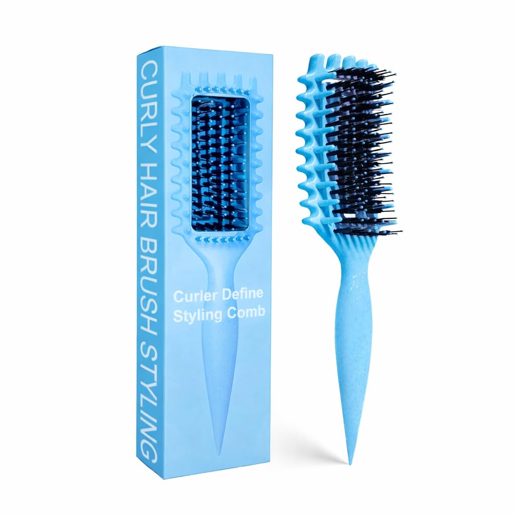 Curly Hair Brush Candybrush Curl Defining Brush for Detangling Shaping and Defining Curls for Women, Men, Wet & Dry Hair (Sky Bl