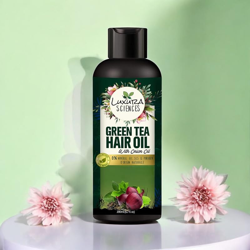 Luxura Sciences Green Tea Hair Oil | Controls Dandruff & Hair Loss | Enhance Regrowth & Strengthen Weak Follicles | Makes Hair S