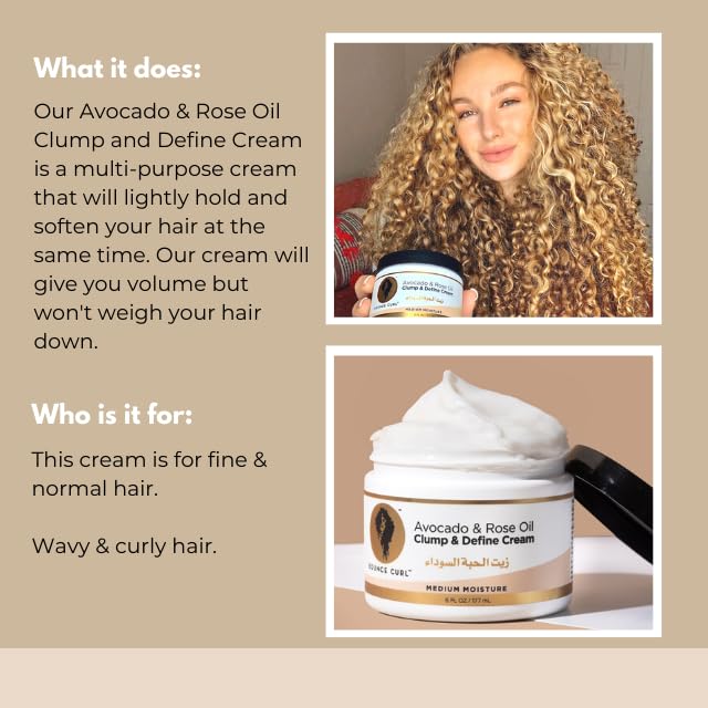 Bounce Curl Avocado & Rose Oil Clump & Define Cream For Curly Frizzy Hair