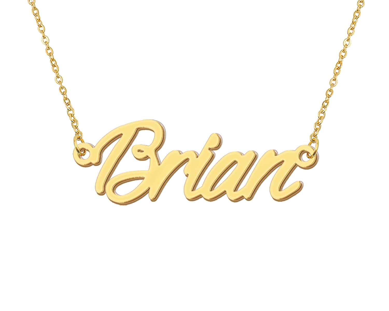 Aoloshow 18k Gold Plated Brian Name Necklace Womens Mens Initial Nameplate Necklaces Stainless Steel Jewelry for Valentine's Day