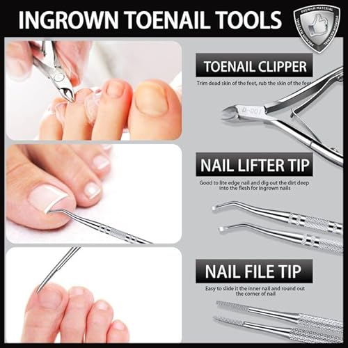 Ingrown Toenail Tools Kit, Ingrown Toenail Clippers, Ingrown Toenail File And Lifters, Teenitor Professional Nail Treatment Pedi