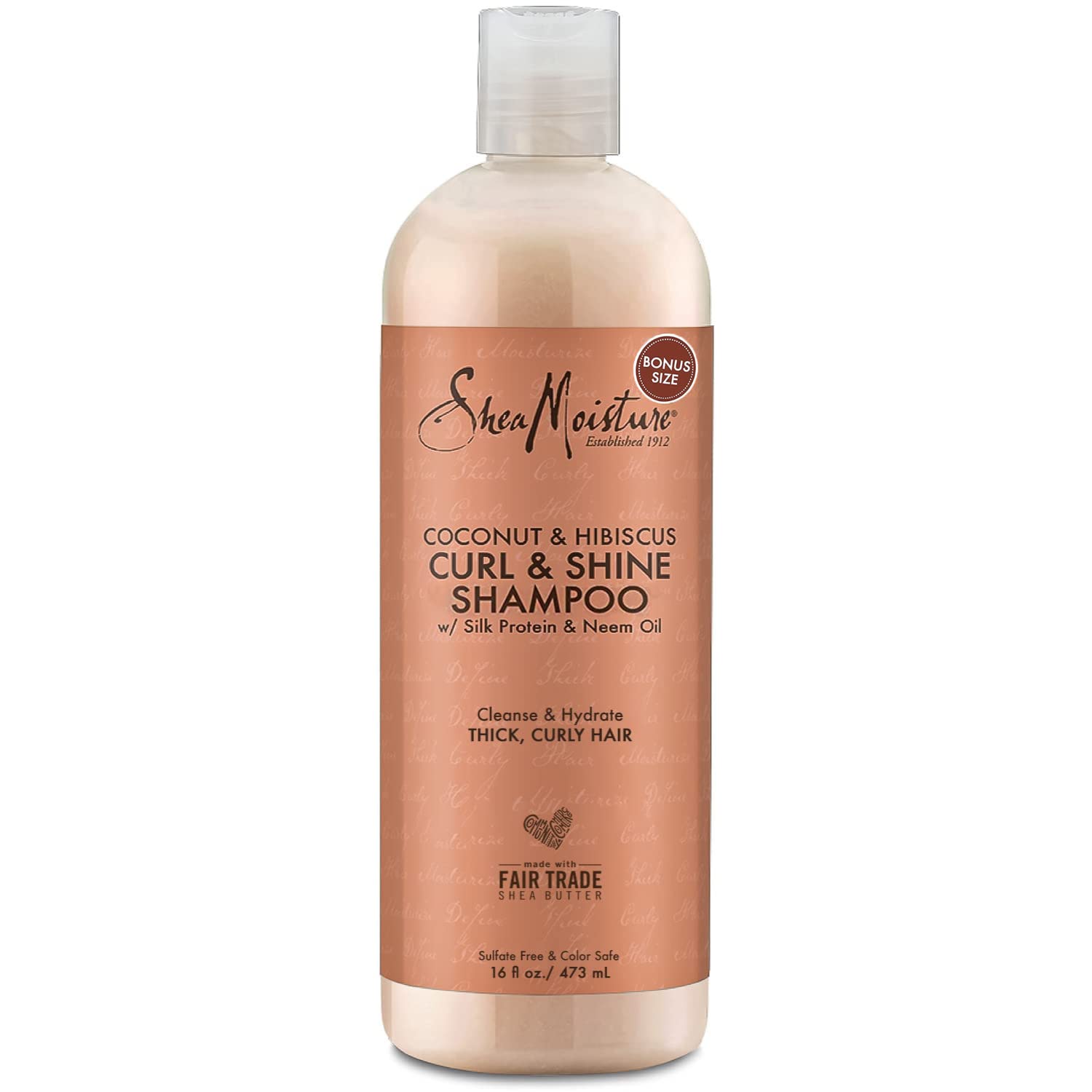 Shea Moisture Curly Hair Products, Coconut & Hibiscus Curl & Shine Shampoo, Shea Butter, Coconut Oil, Vitamin E, Sulfate Free Sh
