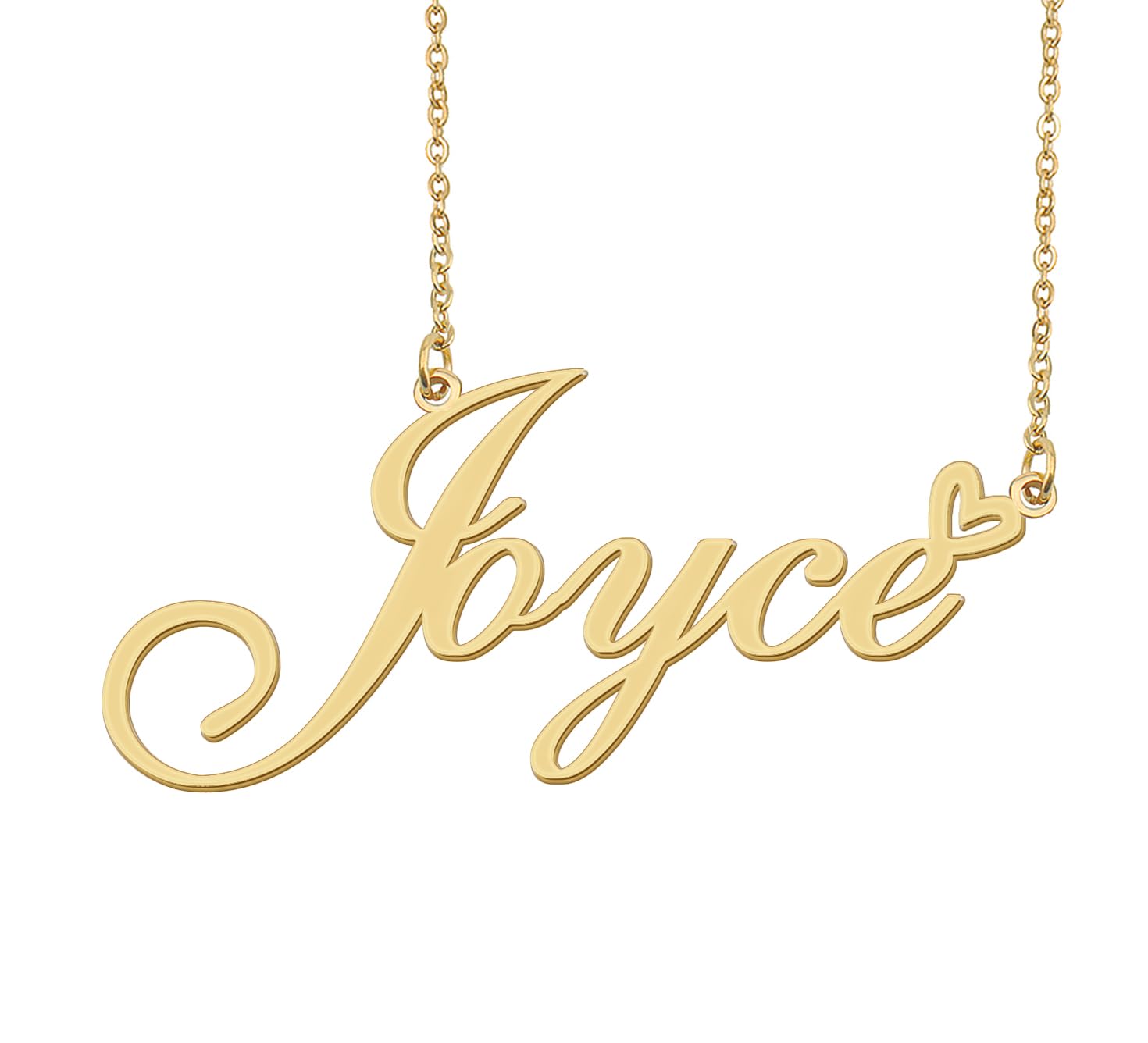 Aoloshow Joyce Name Necklace Heart Charm Pendant 18k Gold Plated Stainless Steel Jewelry for Womens Graduation