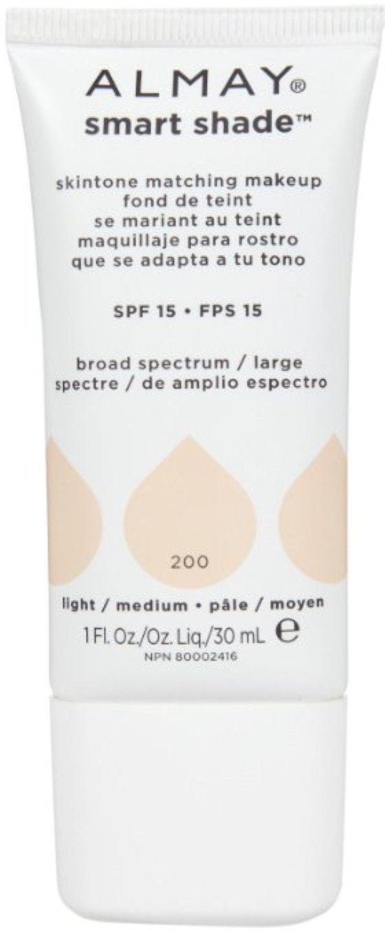 Almay Smart Shade Skin Tone Matching Makeup, Light/Medium [200] 1 Oz (Pack Of 2)
