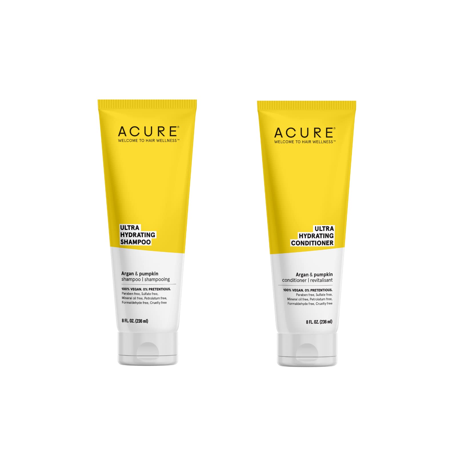 Ultra Hydrating Shampoo & Conditioner Duo - 100% Vegan - With Argan Oil & Pumpkin - Ultra Moisturizing - 8 Fl Oz (Pack Of 2)