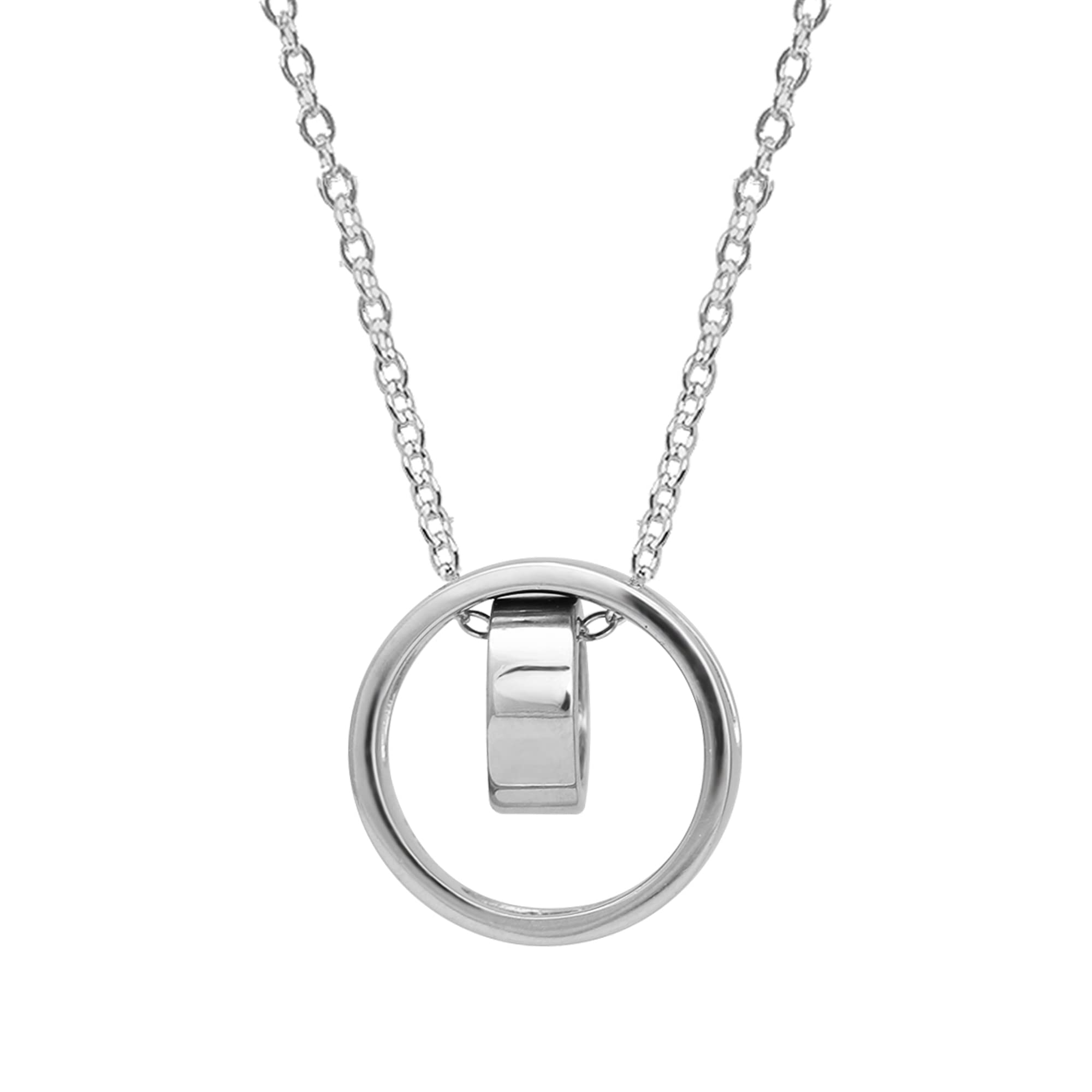 Giva 925 Silver Dual Ring Pendant With Link Chain | Gifts For Girlfriend, Gifts For Women And Girls |With Certificate Of Authent