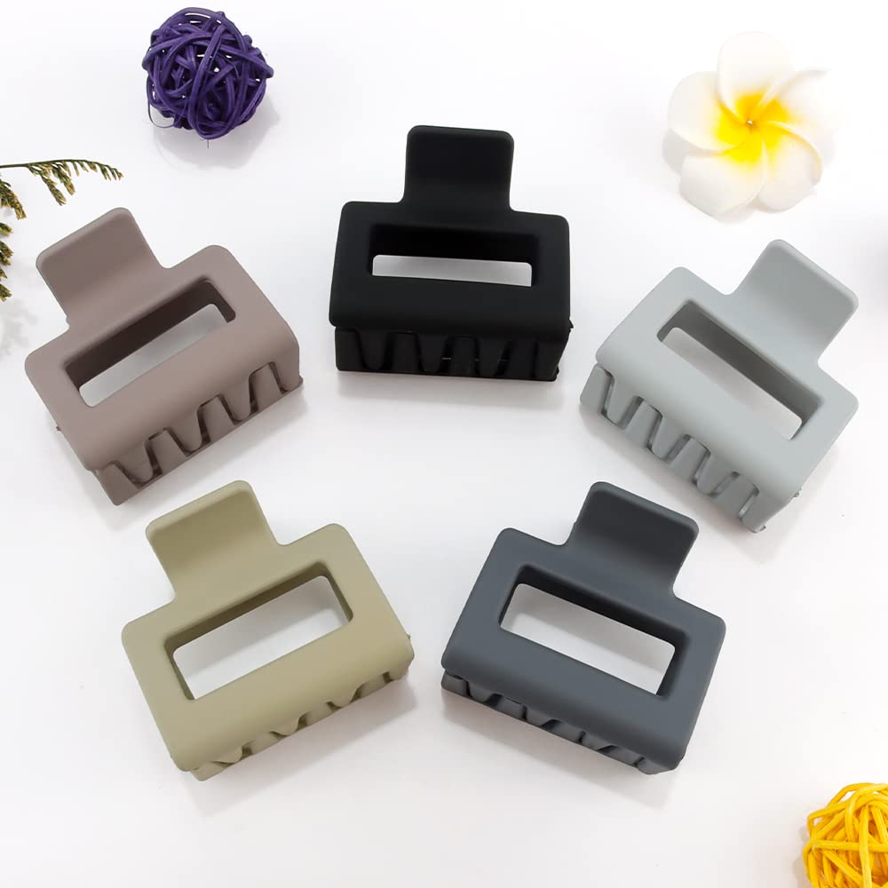 Atoden Hair Clips Set: 5Pcs Square Claw Clips For Thick & Thin Hair, Medium Matte Jaw Clips, Hair Clamps & Accessories For Women
