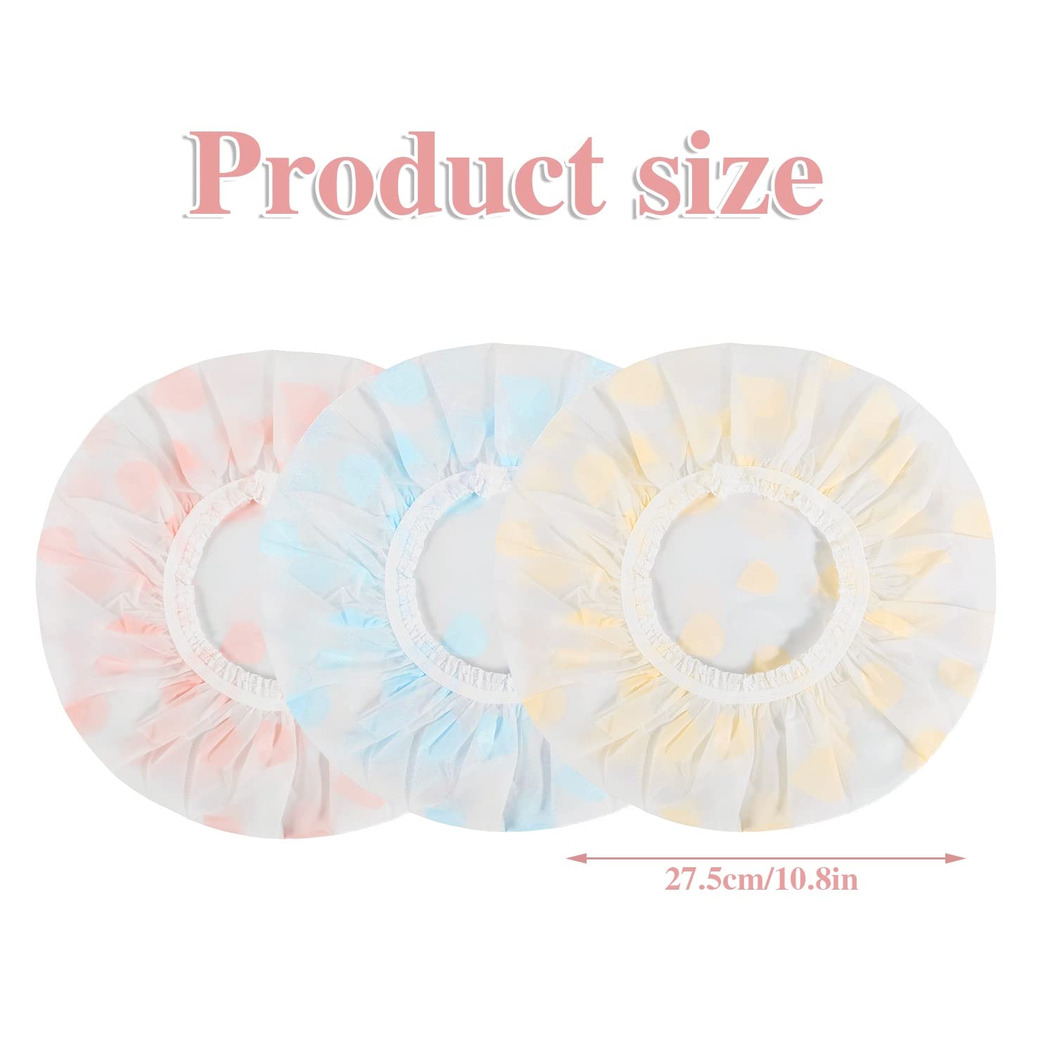 Waterproof Shower Caps, 3 Pcs Plastic Reusable Shower Caps Elastic Band Bath Caps For Women Ladies Spa Salon