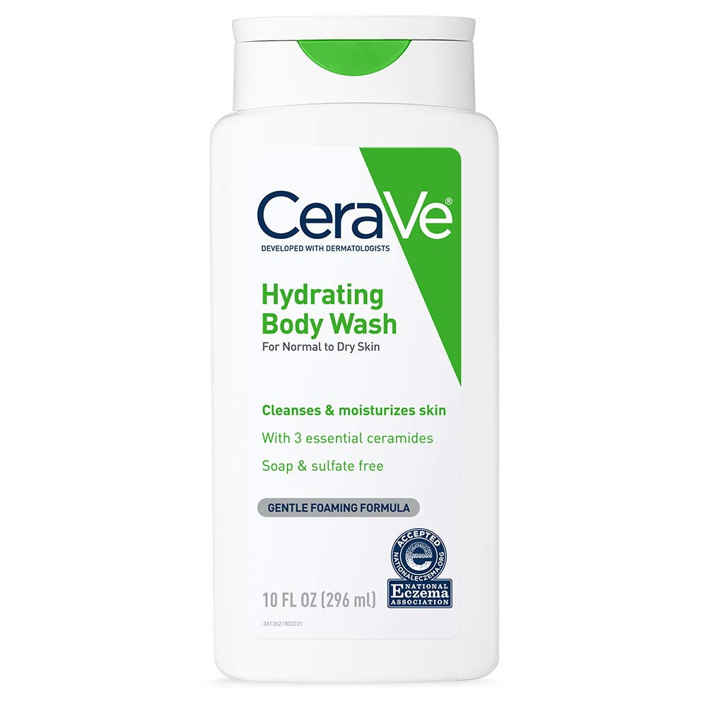 CeraVe Body Wash for Dry Skin, Moisturizing Body Wash with Hyaluronic Acid and Ceramides, Paraben, Sulfate & Fragrance Free, 10 