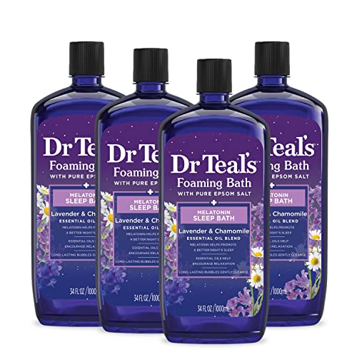 Dr Teal'S Foaming Bath With Pure Epsom Salt, Sleep Blend With Melatonin, Lavender & Chamomile Essential Oils, 34 Fl Oz (Pack Of