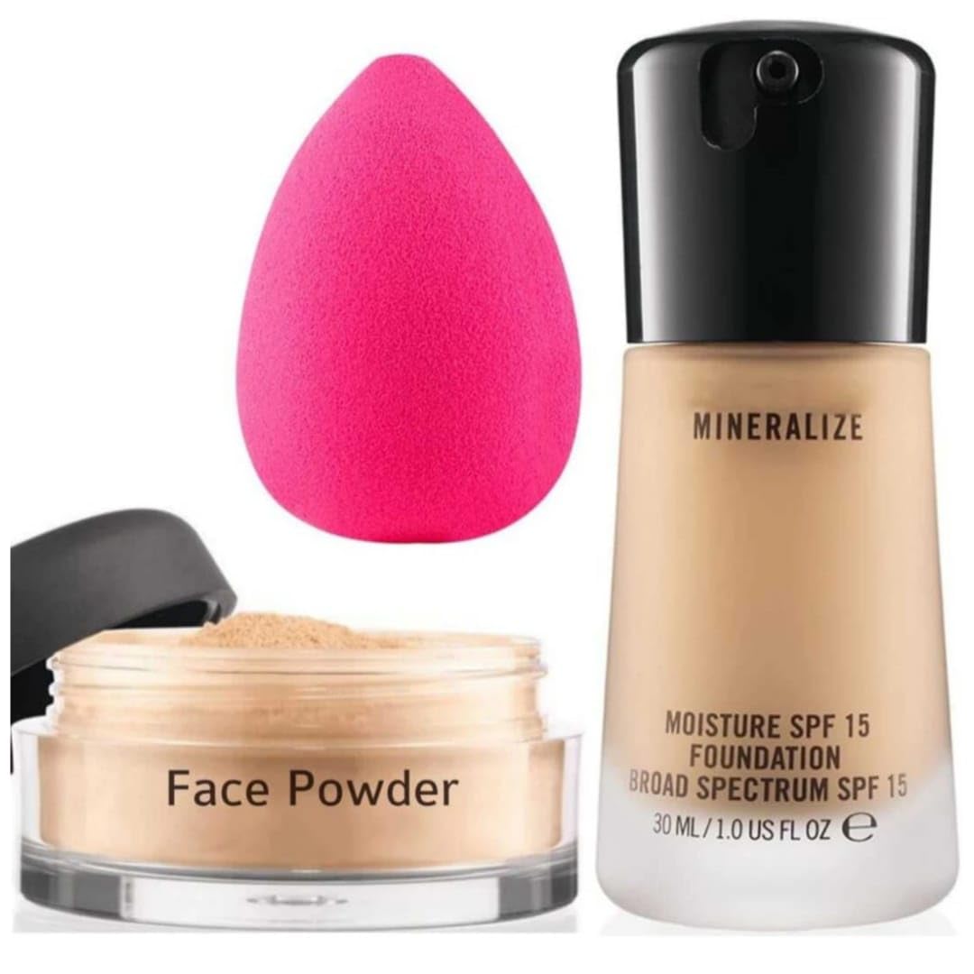 Huda Zone Waterproof Loose Face Powder And Oil Control Skin Base Foundation For Makeup Blender