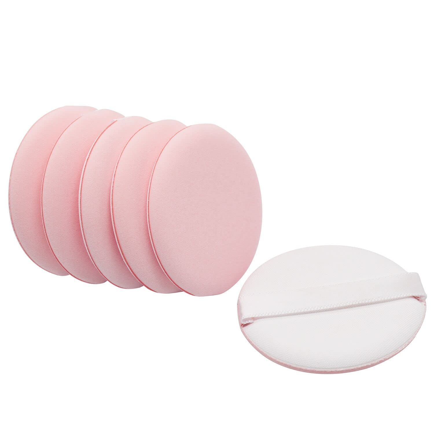 (6 Pieces) Powder Puff for Makeup Face Powder,suitable for wet or dry foundation (Pink)