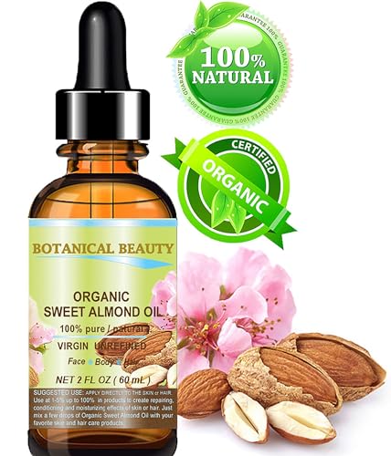 Botanical Beauty SWEET ALMOND OIL 100% Pure Natural Virgin Unrefined Undiluted Cold Pressed Carrier Oil for Face, Skin, Body, Ha