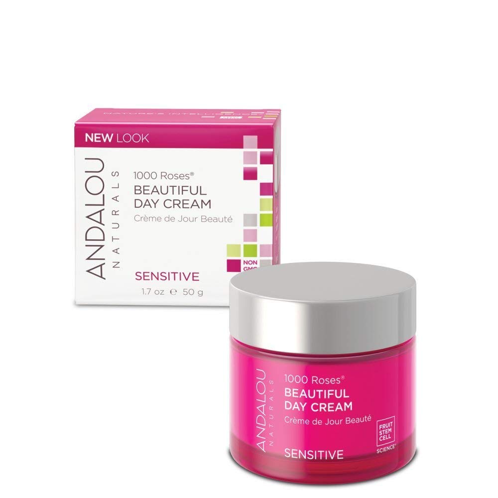 Andalou Naturals 1000 Roses Beautiful Day Cream, Face Moisturizer for Sensitive Skin with Hyaluronic Acid, & Aloe Vera, Cruelty 
