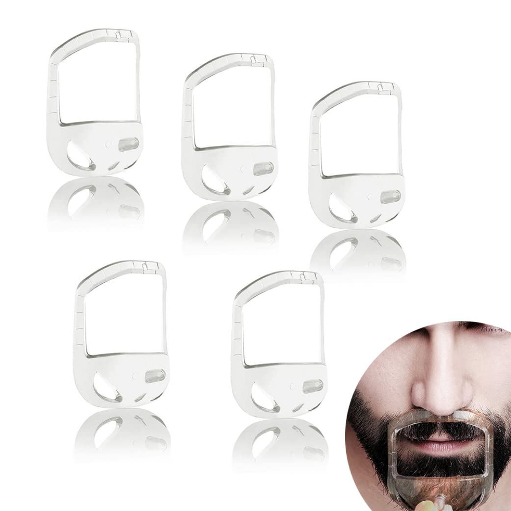 5PCS Transparent Beard Shaper Styling Tool Different Sizes Facial Hair Trimming Guide Grooming Shaper Hair Lineup Tool For Man,B