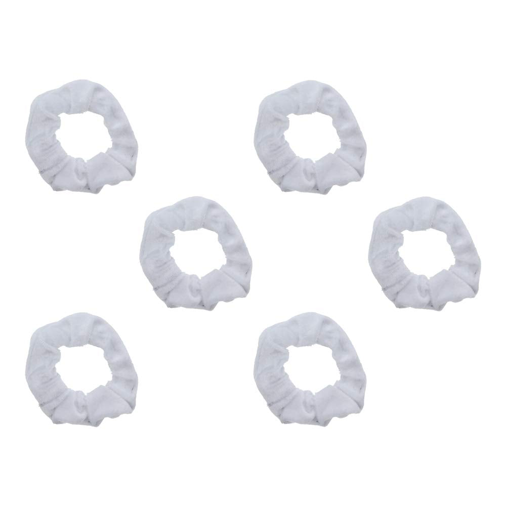 Velvet Solid Scrunchies - Set of 6-White