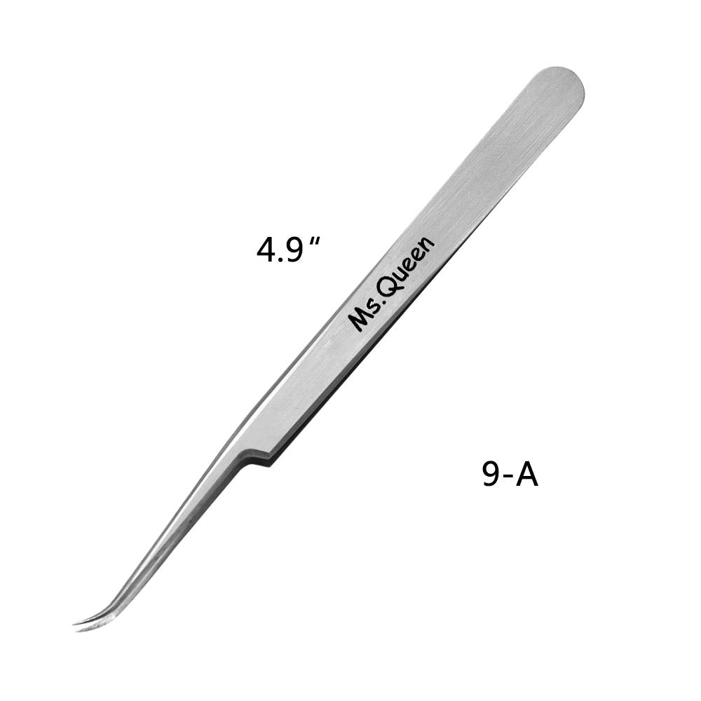 Ms.Queen Eyelash Extension Tweezers,Professional Curved Pointed Isolation Tweezers For Classic Individual Volume Mink Lash Exten